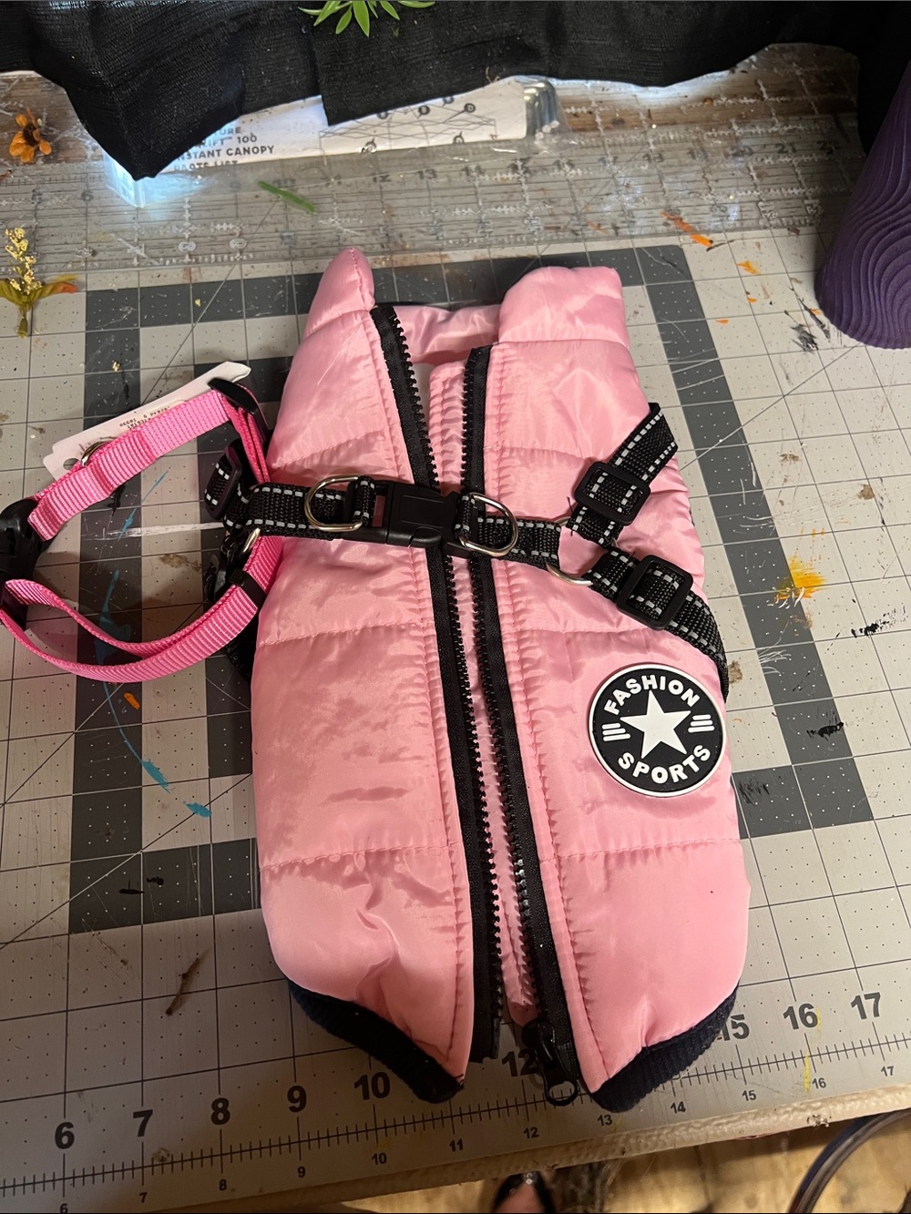 Pink Kids Puffer Harness Jacket